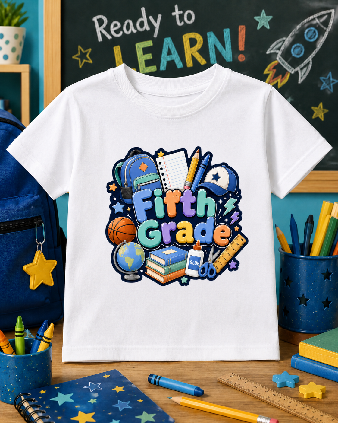Boys Back-to-School Grade Level Shirt | Pre-K Through Sixth Grade | Colorful Bow School T-Shirt
