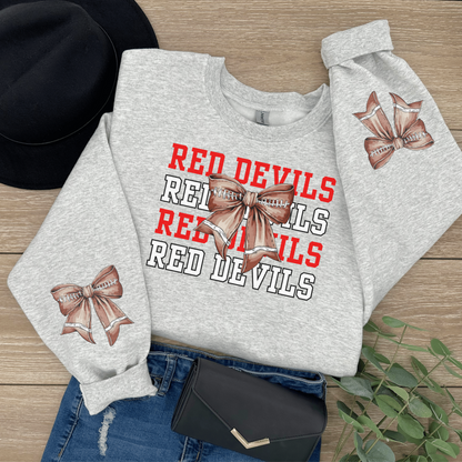 Red Devils spirit wear w/ Sport Bow Sweatshirt