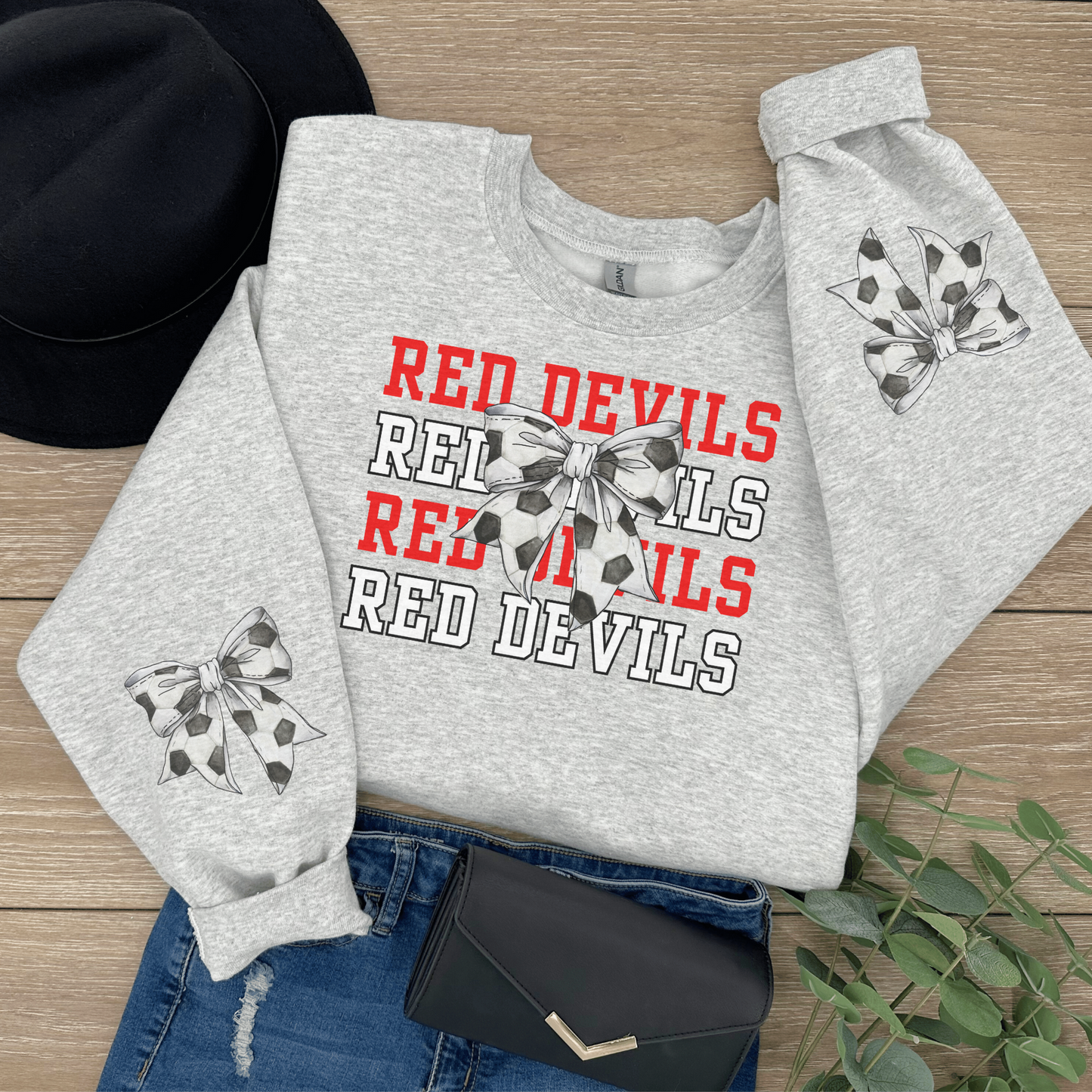 Red Devils spirit wear w/ Sport Bow Sweatshirt