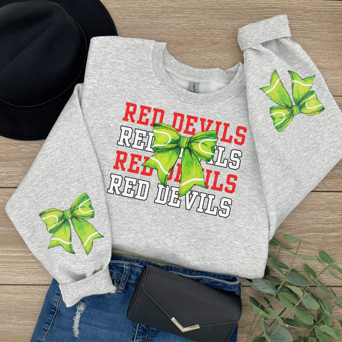 Red Devils spirit wear w/ Sport Bow Sweatshirt