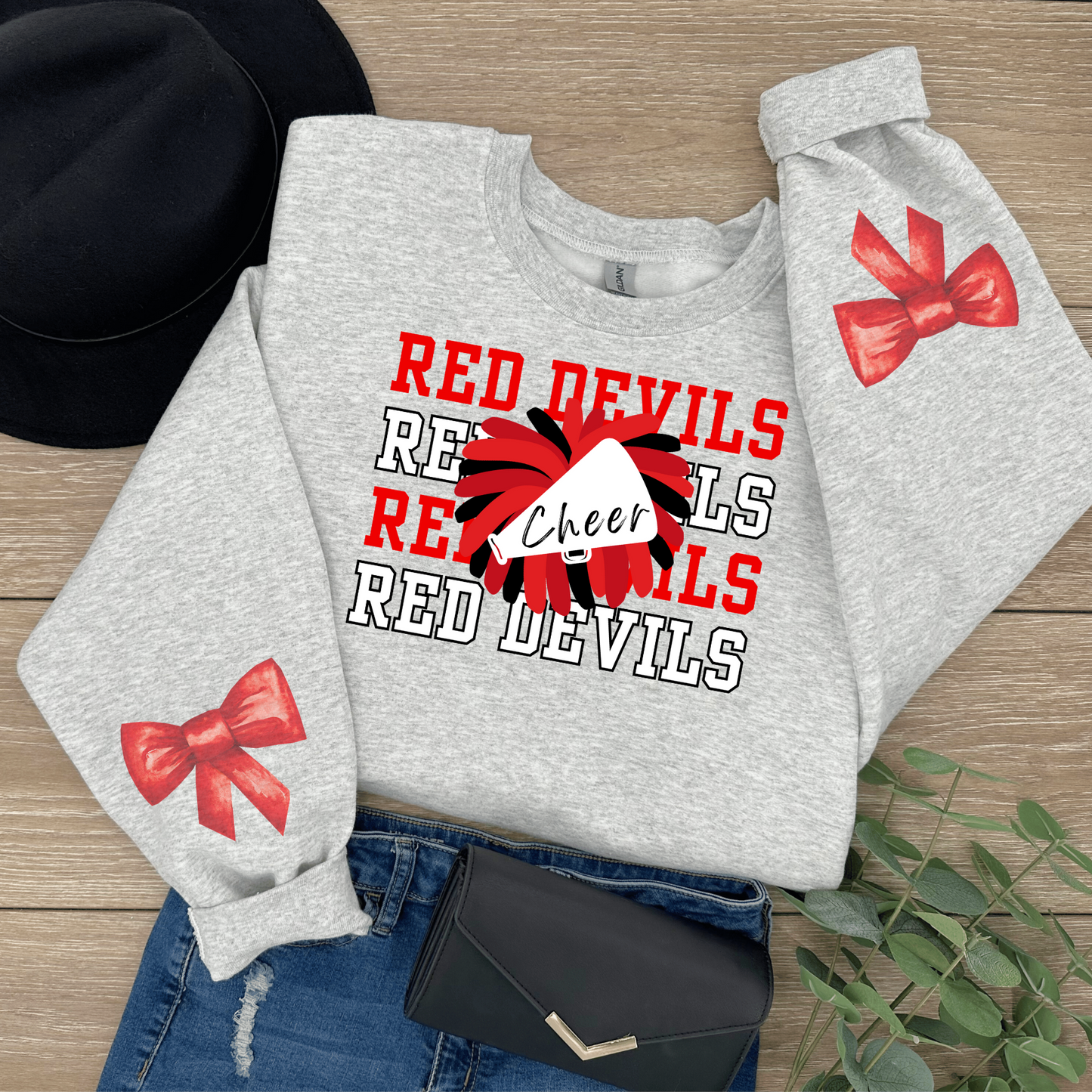 Red Devils spirit wear w/ Sport Bow Sweatshirt