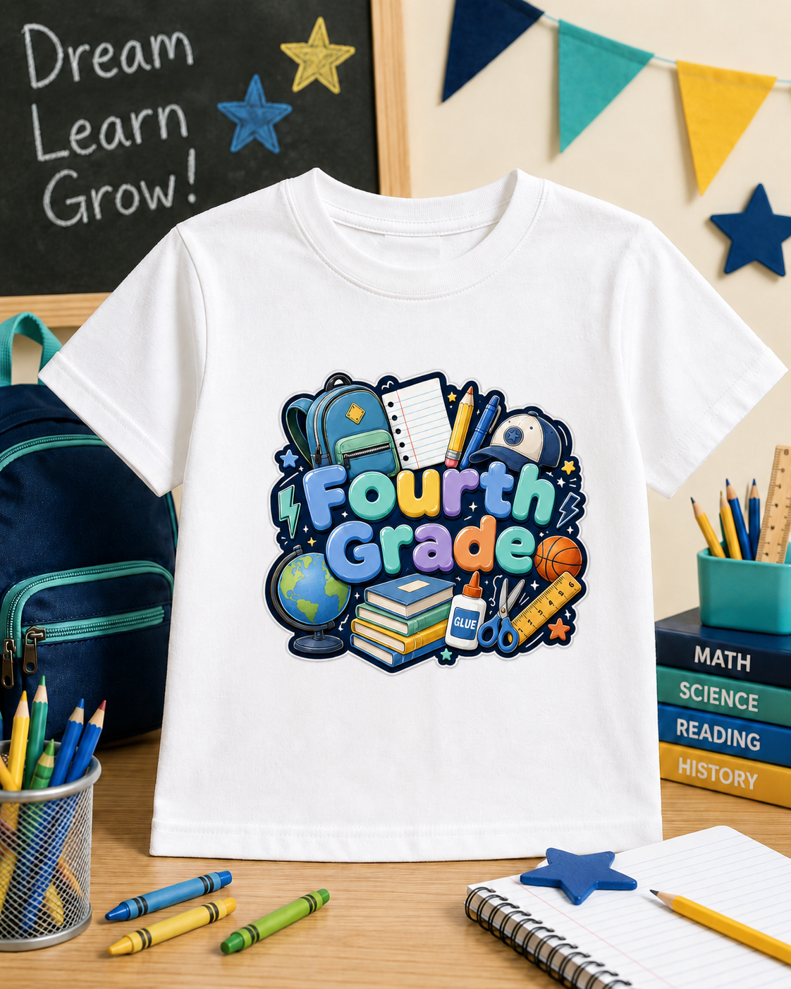 Boys Back-to-School Grade Level Shirt | Pre-K Through Sixth Grade | Colorful Bow School T-Shirt